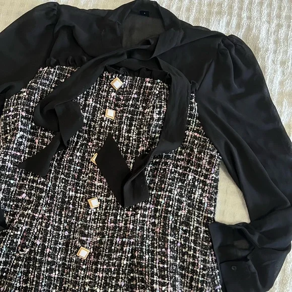 Shien Black & Pink Tweeted Dress ✨🛍️ - Picture 2 of 4